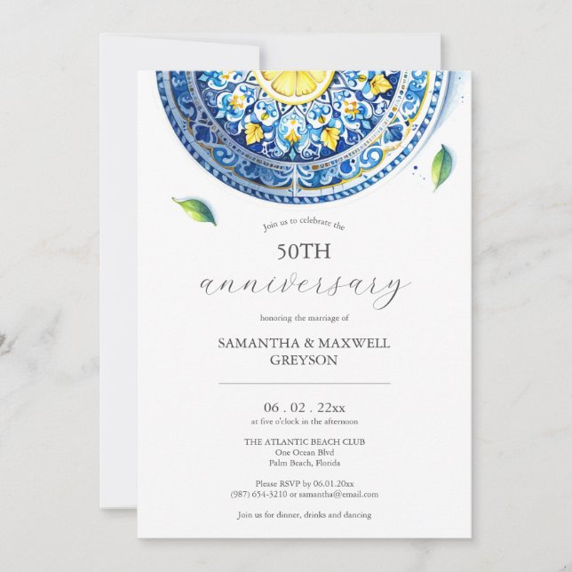 50th Wedding Anniversary Invitations Alfresco (Front)