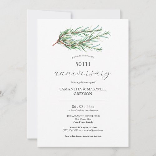 50th Wedding Anniversary Invitations Botanical