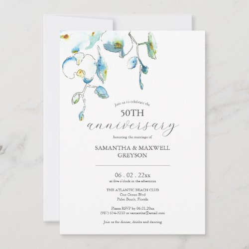 50th Wedding Anniversary Invitations Floral