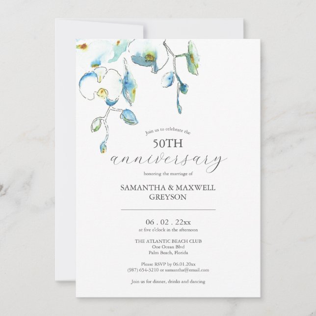 50th Wedding Anniversary Invitations Floral (Front)