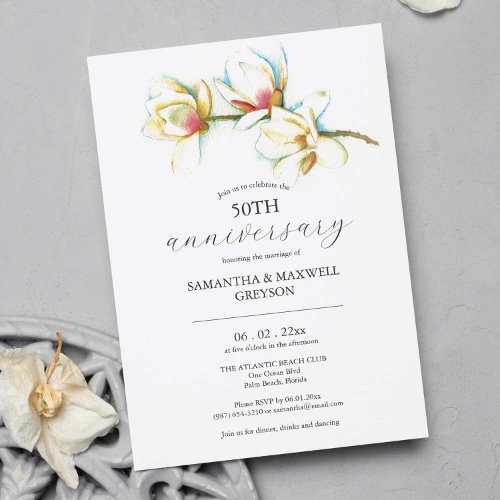 50th Wedding Anniversary Invitations Floral