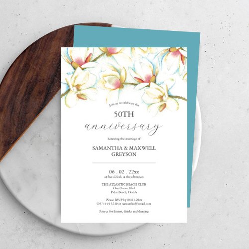 50th Wedding Anniversary Invitations Flowers