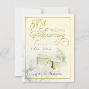 50th Wedding Anniversary Invitations - Ivory Small by SquirrelHugger at Zazzle