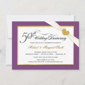 50th Wedding Anniversary Invitations - Purple