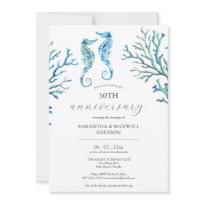 50th Wedding Anniversary Invitations Seahorses