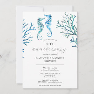 50th Wedding Anniversary Invitations Seahorses