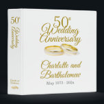 50th Wedding Anniversary Keepsake 3 Ring Binder<br><div class="desc">Beautiful 50th wedding anniversary keepsake binder. This minimalist anniversary golden wedding design contains simple wedding rings.  Fully customize the text the match your fiftieth anniversary information - and use to store keepsakes or plan your party.</div>