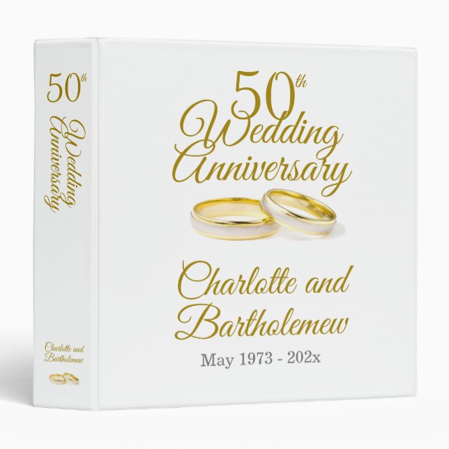 50th Wedding Anniversary Keepsake 3 Ring Binder (Front/Spine)