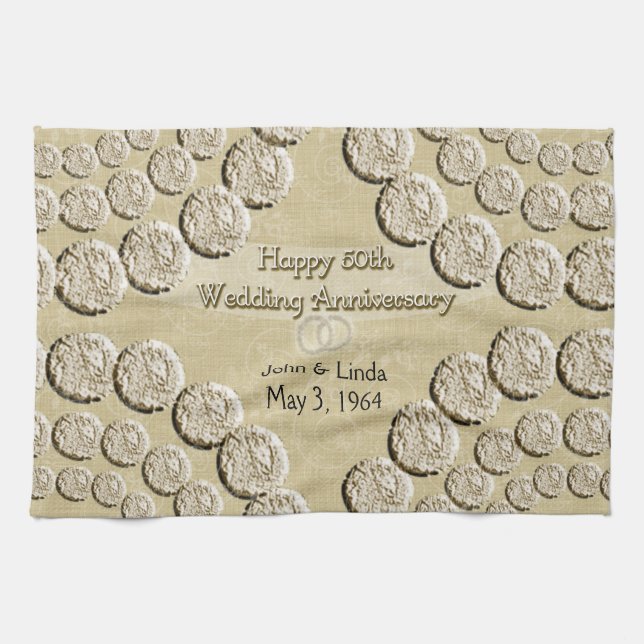 50th Wedding Anniversary Kitchen Towel (Horizontal)