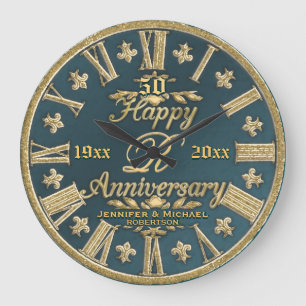 50th Wedding Anniversary Large Clock