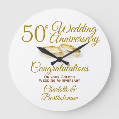50th Wedding Anniversary Large Clock