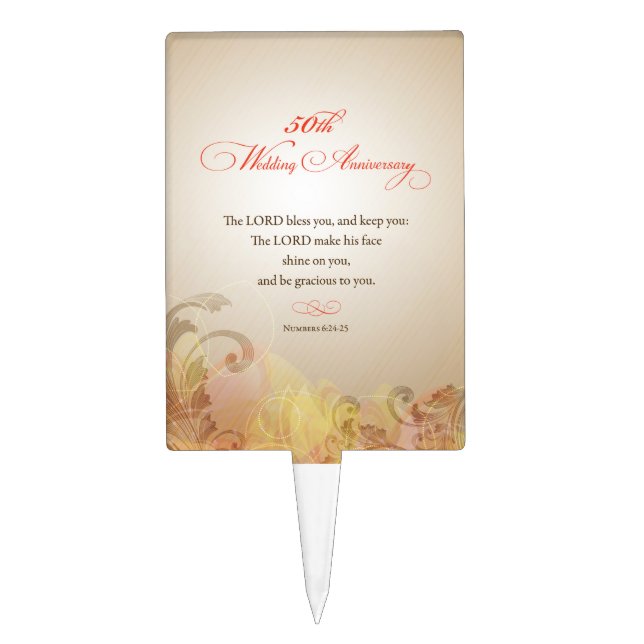 50th Wedding Anniversary, Lord Bless & Keep Cake Topper (Front)