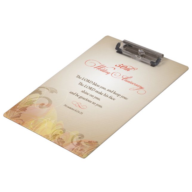 50th Wedding Anniversary, Lord Bless & Keep Clipboard (Angled)