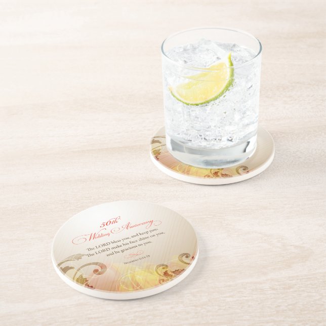 50th Wedding Anniversary, Lord Bless & Keep Drink Coaster (Side)