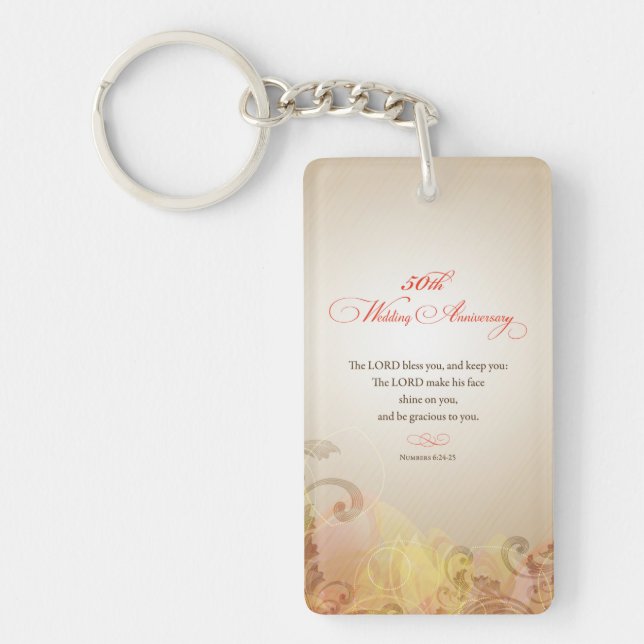 50th Wedding Anniversary, Lord Bless & Keep Keychain (Front)