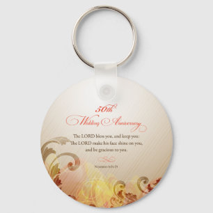 50th Wedding Anniversary, Lord Bless & Keep Keychain