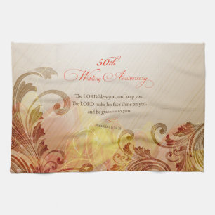 50th Wedding Anniversary, Lord Bless & Keep Kitchen Towel