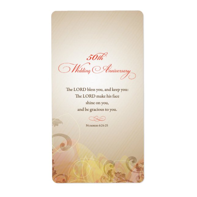 50th Wedding Anniversary, Lord Bless & Keep Label (Front)