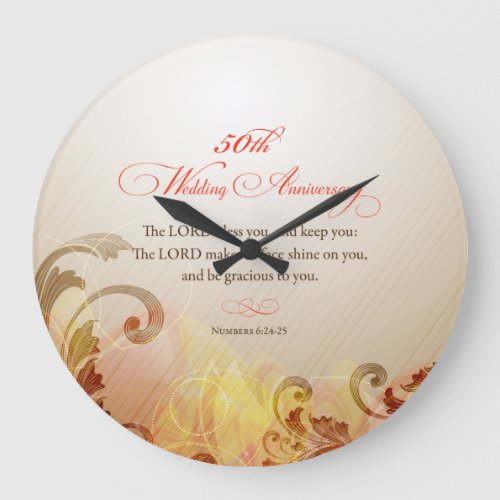 50th Wedding Anniversary Lord Bless  Keep Large Clock