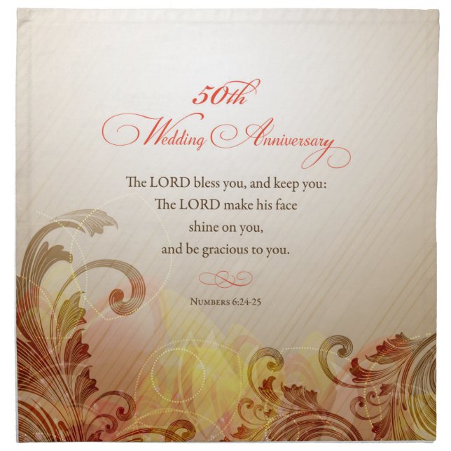50th Wedding Anniversary, Lord Bless & Keep Napkin (Front)