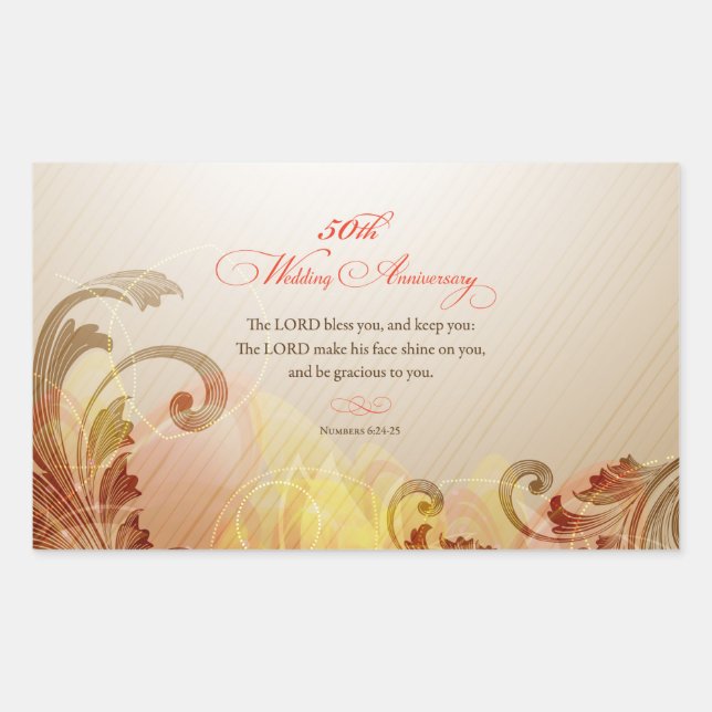 50th Wedding Anniversary, Lord Bless & Keep Rectangular Sticker (Front)