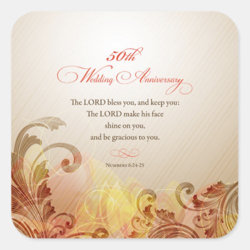 50th Wedding Anniversary Lord Bless  Keep Square Sticker