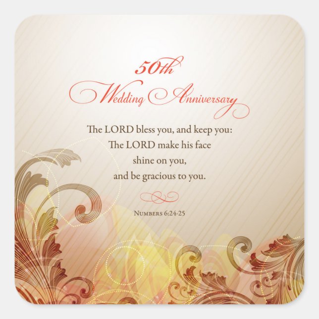 50th Wedding Anniversary, Lord Bless & Keep Square Sticker (Front)