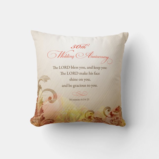 50th Wedding Anniversary, Lord Bless & Keep Throw Pillow (Front)