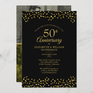 50th Wedding Anniversary Love Hearts 2 Photo Invitation