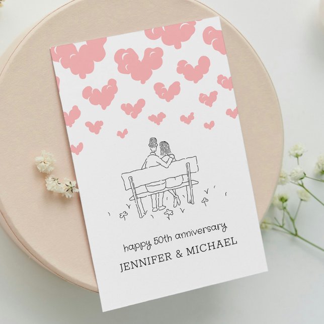 50th Wedding Anniversary Married Couple Hearts Postcard (Creator Uploaded)