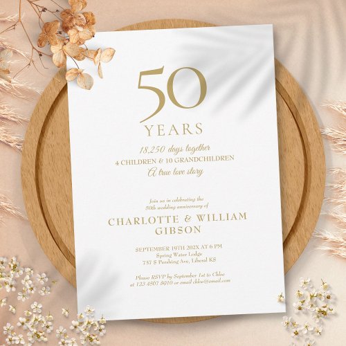 50th Wedding Anniversary Memories Gold Invitation