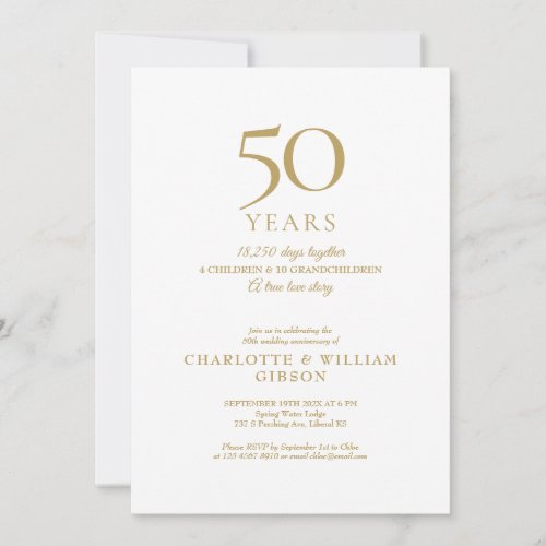 50th Wedding Anniversary Memories Gold Photo Invitation