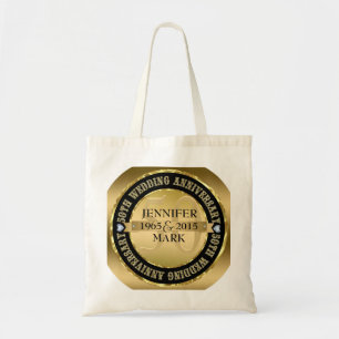 50Th Wedding Anniversary Metallic Gold & Black 2 Tote Bag