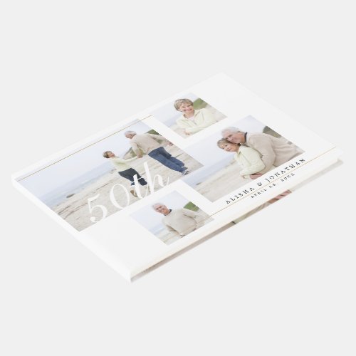 50TH Wedding Anniversary Modern Four Photo Collage Guest Book