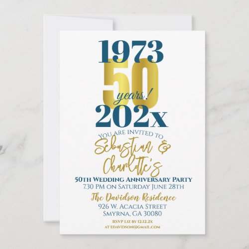 50th Wedding Anniversary Modern Invitation