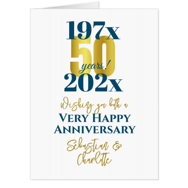 50th Wedding Anniversary Modern Jumbo Card (Front)