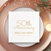 50th Wedding Anniversary Modern Script Gold Foil Napkins