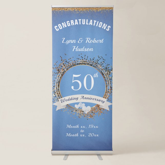 50th Wedding Anniversary, Names, Dates, Retractable Banner (Front)