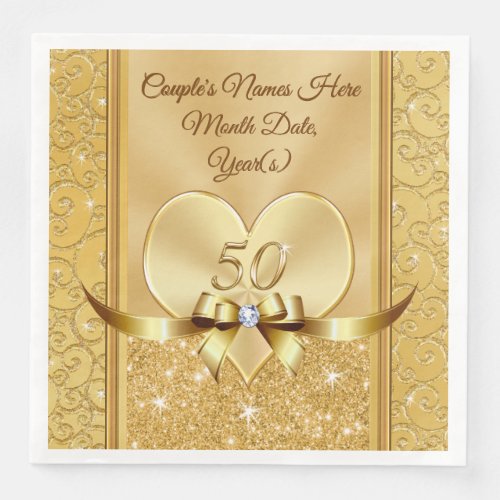 50th Wedding Anniversary Napkins Personalized