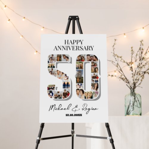 50th Wedding Anniversary Number 50 Photo Collage Foam Board
