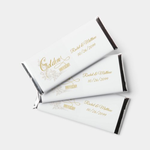 50th Wedding Anniversary on White Names Date Hershey Bar Favors