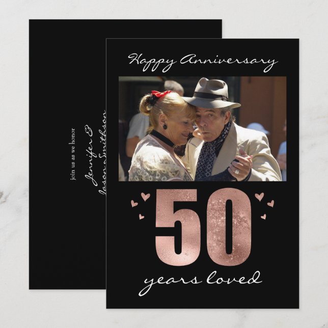 50th Wedding Anniversary One Photo Party Invitation (Front/Back)