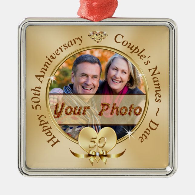 50th Wedding Anniversary Ornament Personalized, (Front)