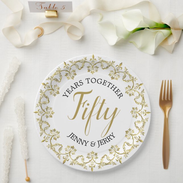 50th Wedding Anniversary Paper Plates (Wedding)