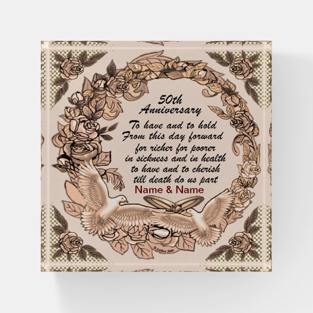 50th Wedding Anniversary  Paperweight (Front)