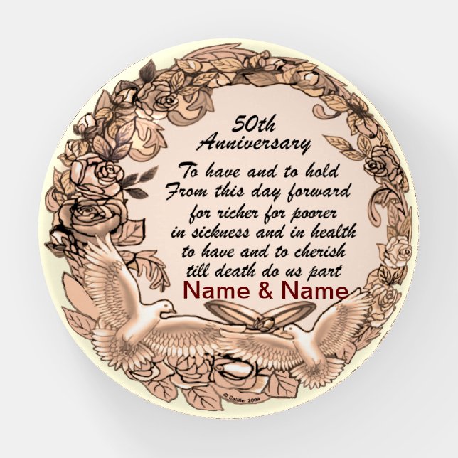 50th Wedding Anniversary   Paperweight  (Front)