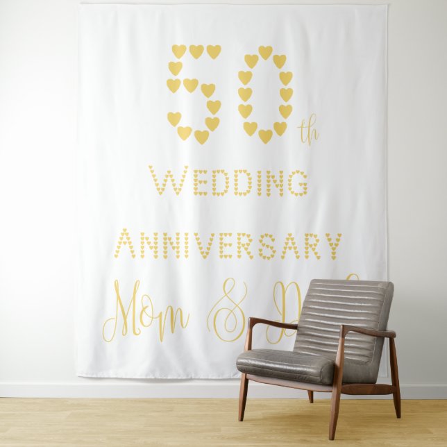 50th Wedding Anniversary Parents Golden Wedding Tapestry (In Situ)