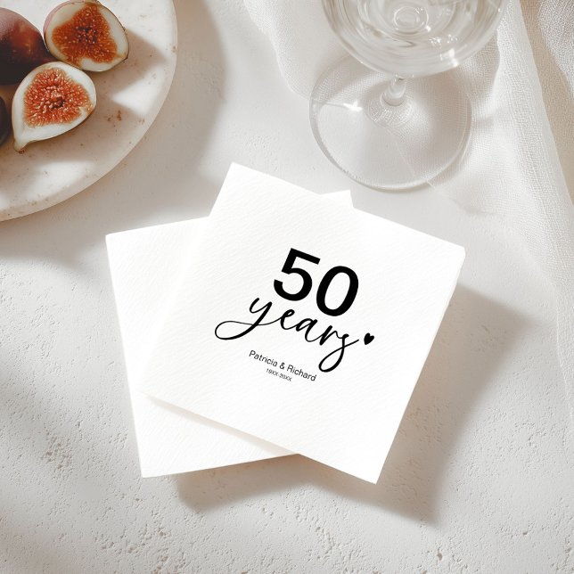50th Wedding Anniversary Party Black And White  Napkins (Creator Uploaded)