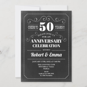 50th Wedding Anniversary Party - Chalkboard Invitation