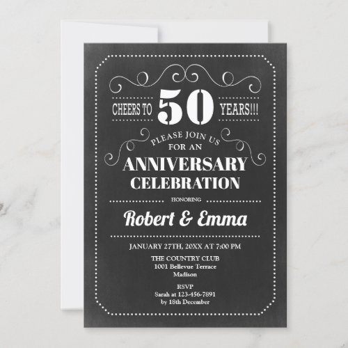 50th Wedding Anniversary Party _ Chalkboard Invitation